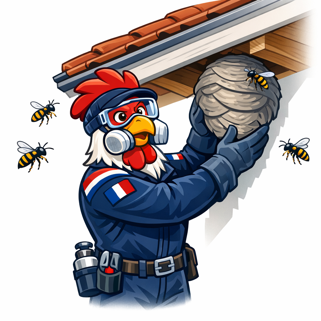 Mascotte coq Tricolore Nuisibles - Destruction nids guêpes frelons