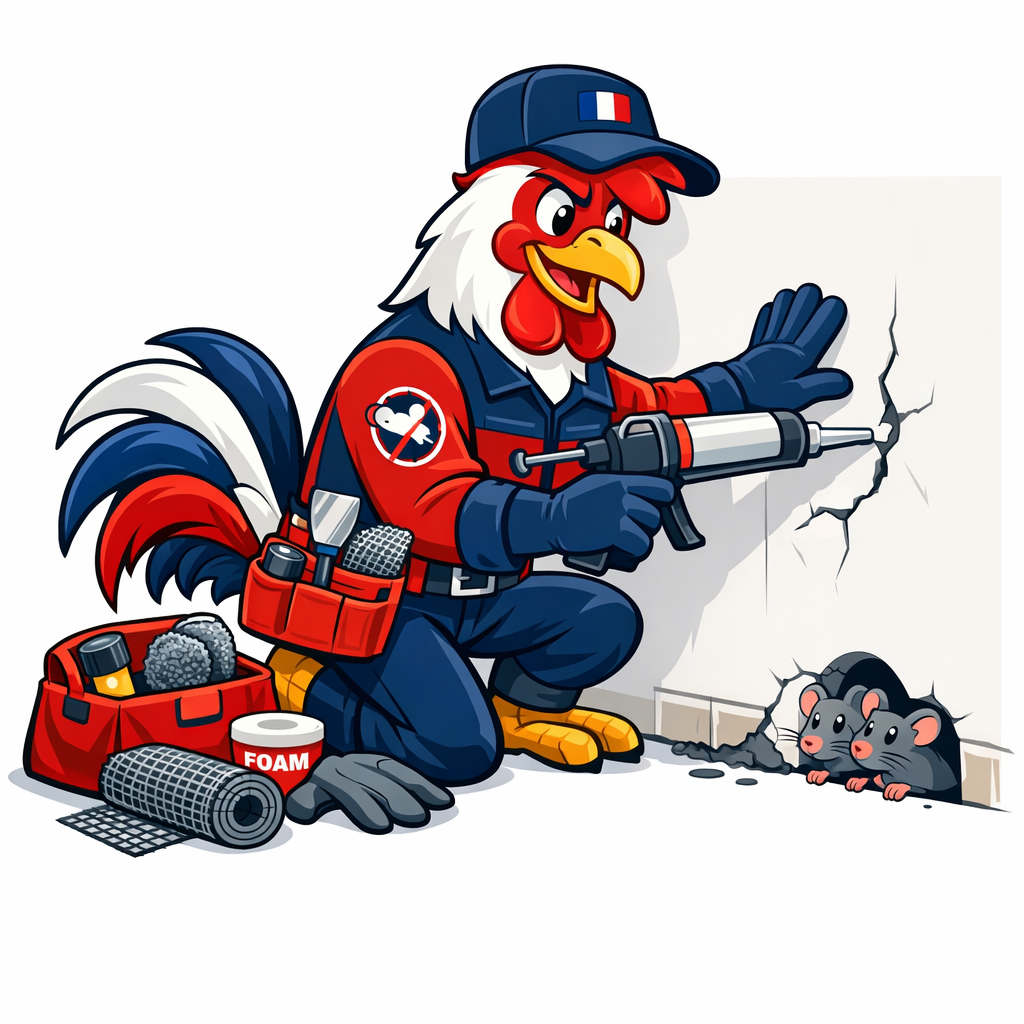 Illustration prévention souris par le coq gaulois Tricolore Nuisibles